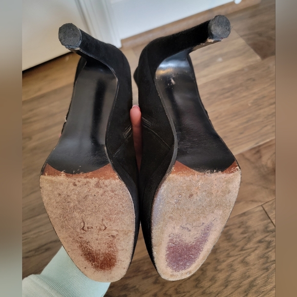 🖤 Stuart Weitzman Black Suede Chevron Heels Ankle Boots Womens 8 M - Picture 4 of 12